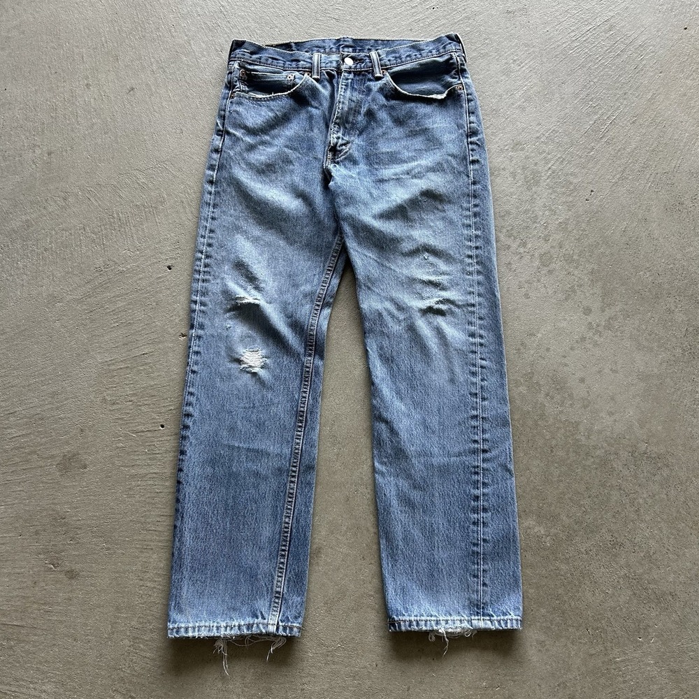 Levis 505 Jeans Size 34x32 Blue Light Wash Denim Regular Fit‎ Straight Leg